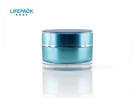 frascos 50ml cosméticos luxuosos azuis para cosméticos, recipientes vazios da composição do cilindro