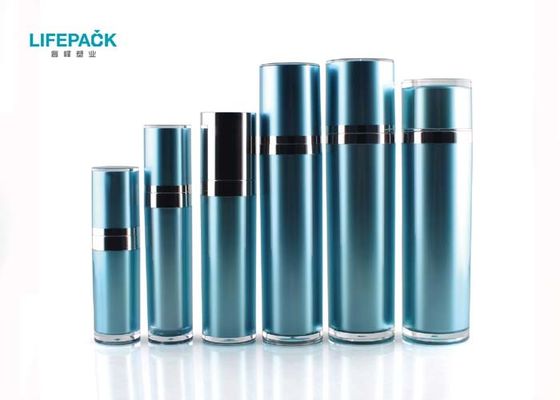 Garrafas plásticas da capacidade azul da forma redonda, garrafa cosmética acrílica da venda por atacado